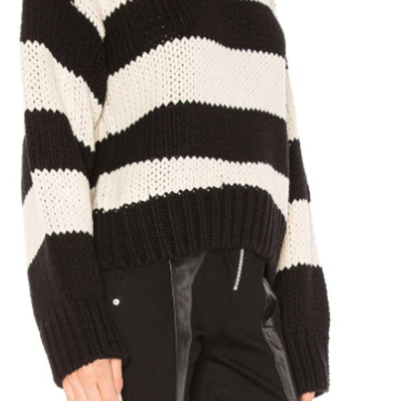 NWT RTA Griffith Oversized Striped Cotton-blend Sweater In Black - Picture 8 of 14